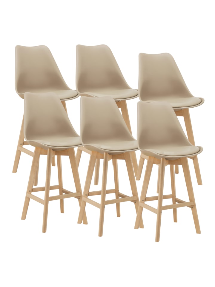 6er-Set Barstuhl Lublin in Beige (H)105cm (B)48cm (T)58cm