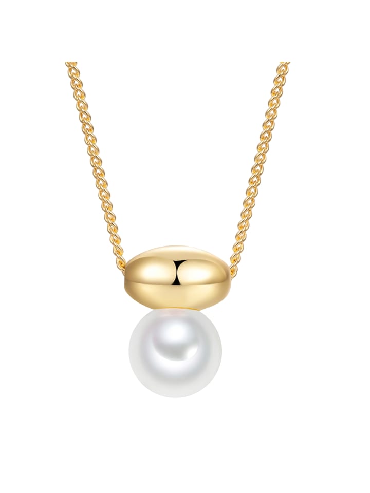 Kette aus Messing mit Glasperle in weiß