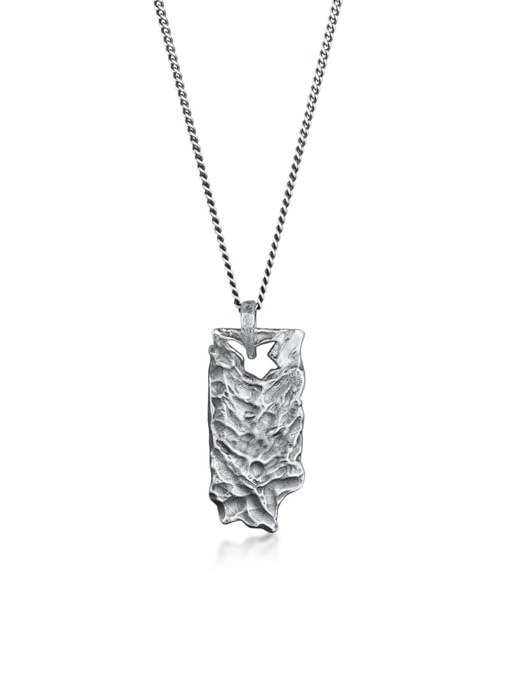 Halskette 925 Sterling Silber Plättchen, Rechteck in Silber