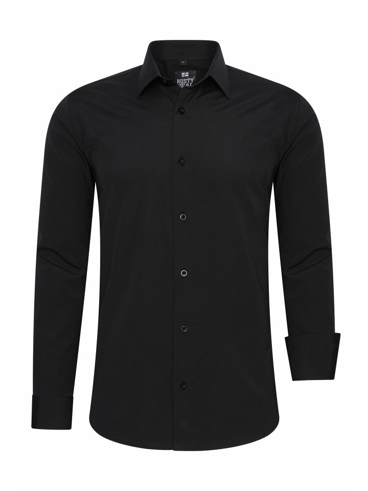 Business Hemd Slim Fit Premium Cotton-Stretch in Schwarz