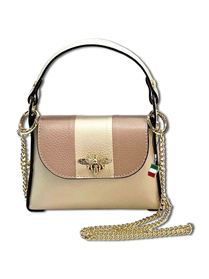 Florence Umhängetasche Leder beige, rosa ca. 19cm