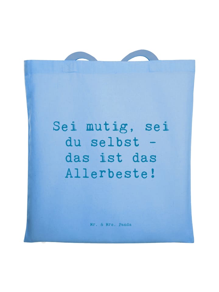 Stoffbeutel Spruch Mutig zu sich selbst stehen ... in Sky Blue