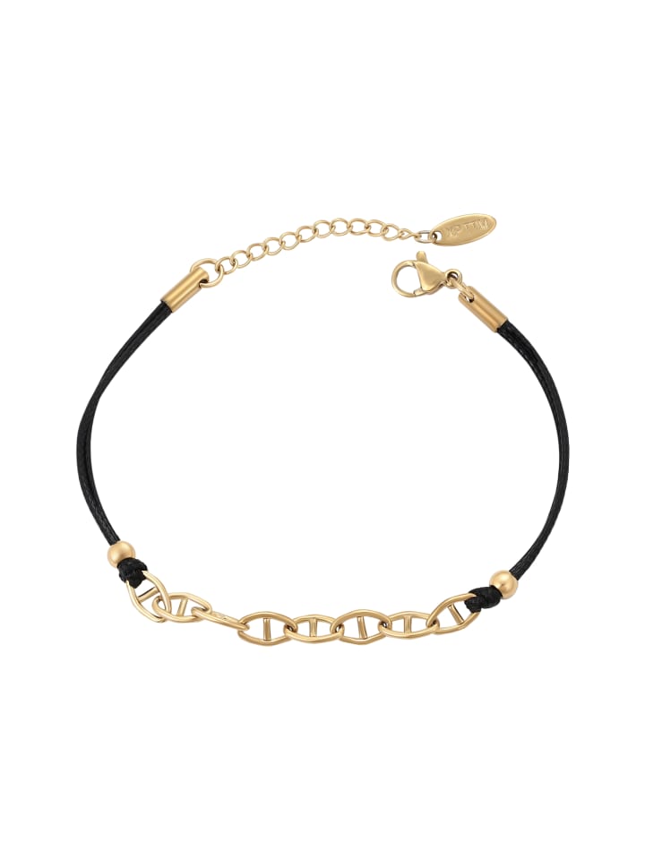 Women Chain Cord Bracelet With Beads in Gold Black