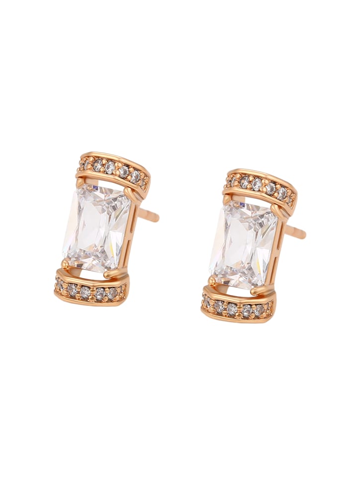 Women Stud Earrings in Rose Gold White
