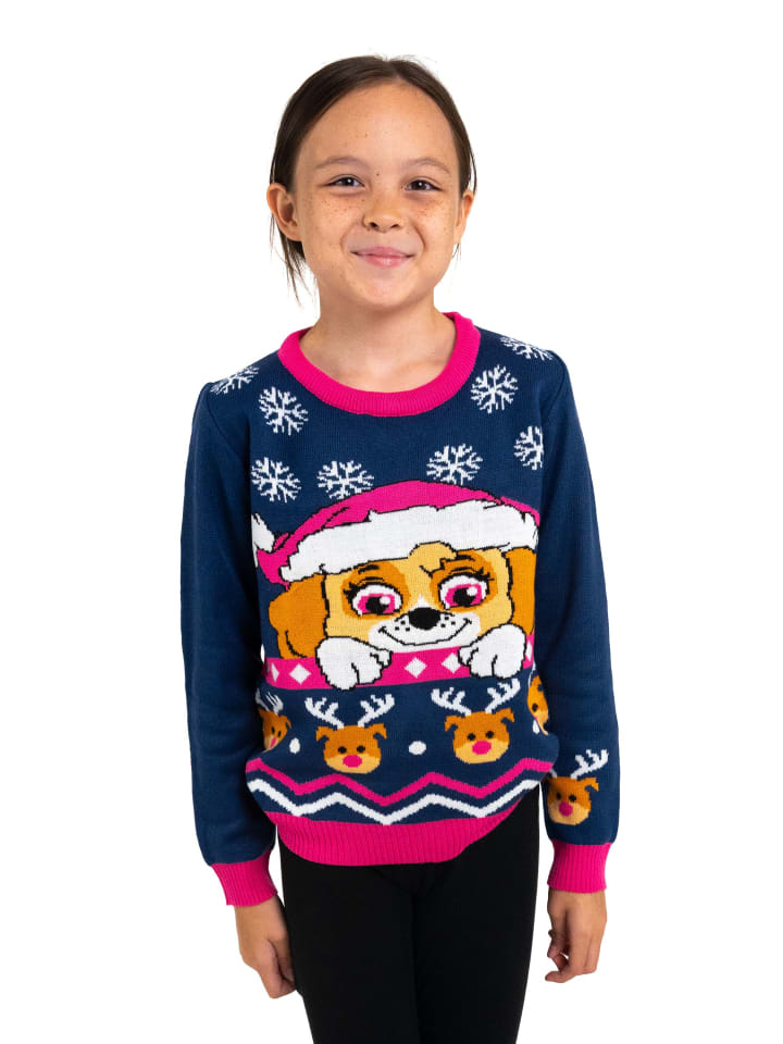 Paw Patrol Winterpullover Skye Winter Strick Pullover Ugly in blau