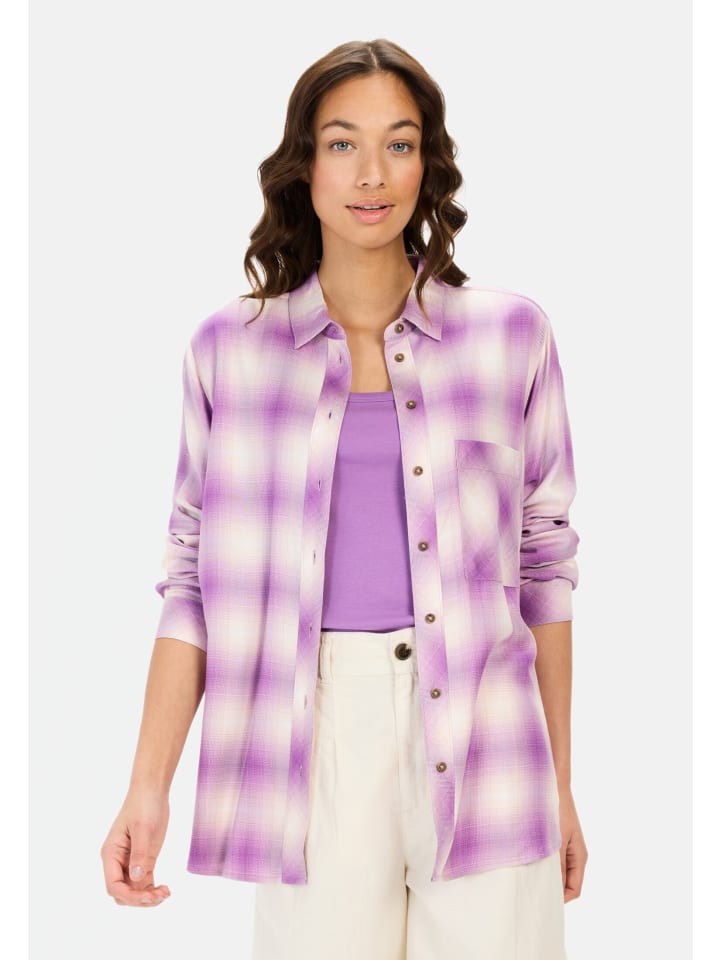 Karobluse aus reiner Viskose in Violett-Weiß