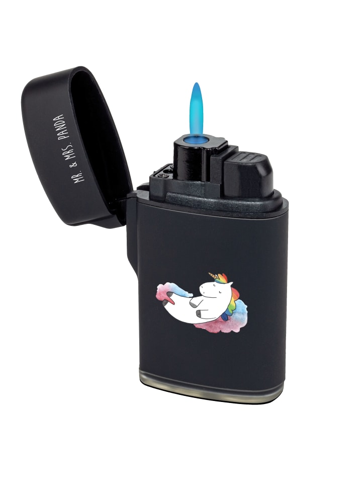 Klappfeuerzeug Einhorn Wolke 7 ohne Spruch in Schwarz