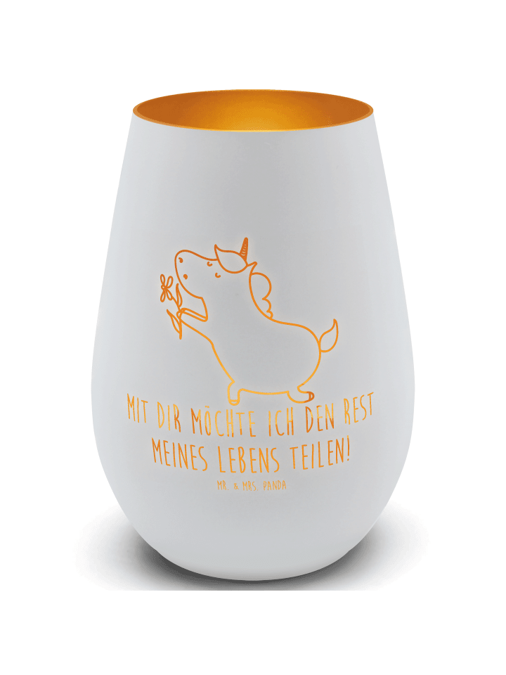 Kerzenständer Einhorn Blume mit Spruch in Weiß