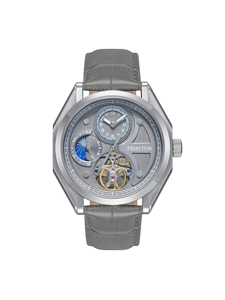 Antoni Lederarmbanduhr in Silver/Grey