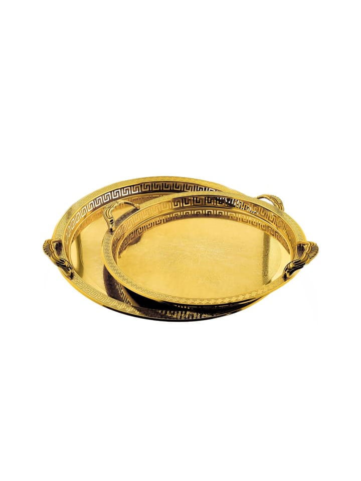 Edles 2er-Set Serviertabletts mit eleganten Griffen in Gold