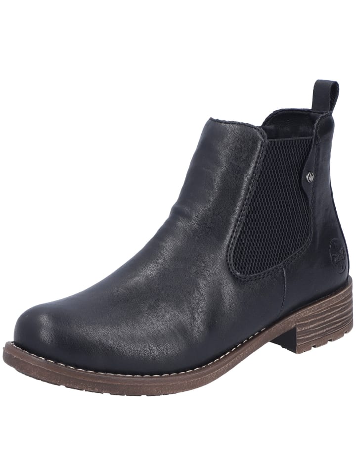 Schlupf-, Reißverschlussstiefelette in schwarz