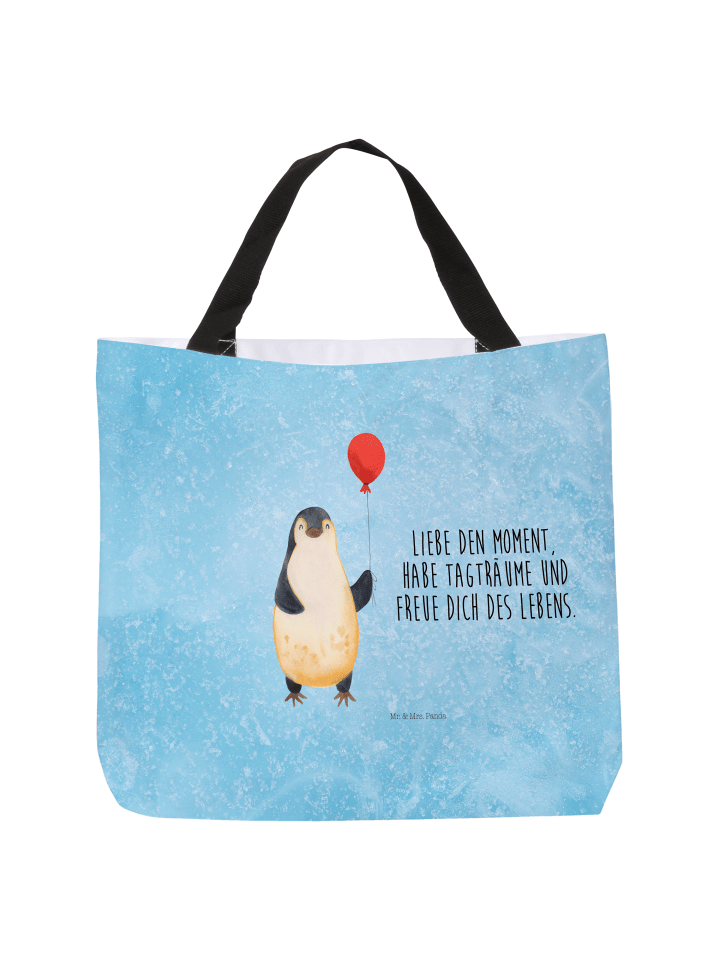 Shopper Pinguin Luftballon mit Spruch in Eisblau