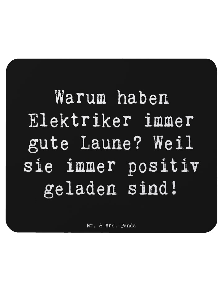 Maus-Pad Spruch Positiver Elektriker mit Spruch in Schwarz