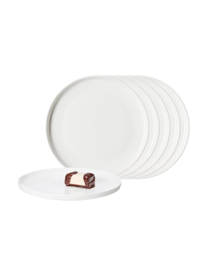 6er Set Dessertteller Kelly in Weiß ø 21 cm