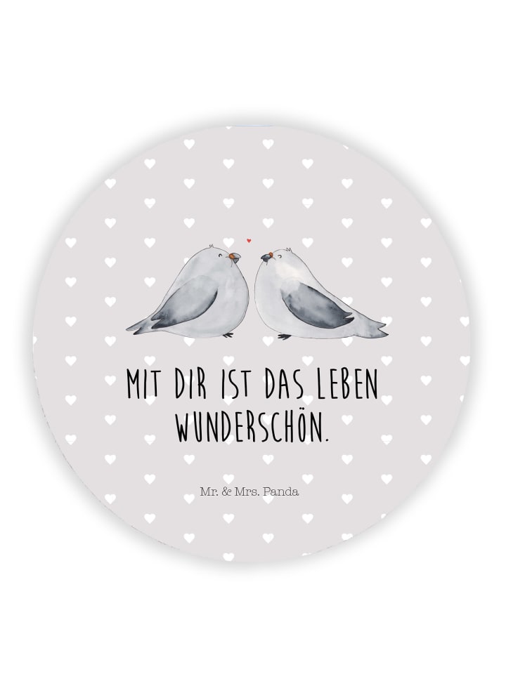Magnet Turteltauben Liebe mit Spruch in Grau Pastell