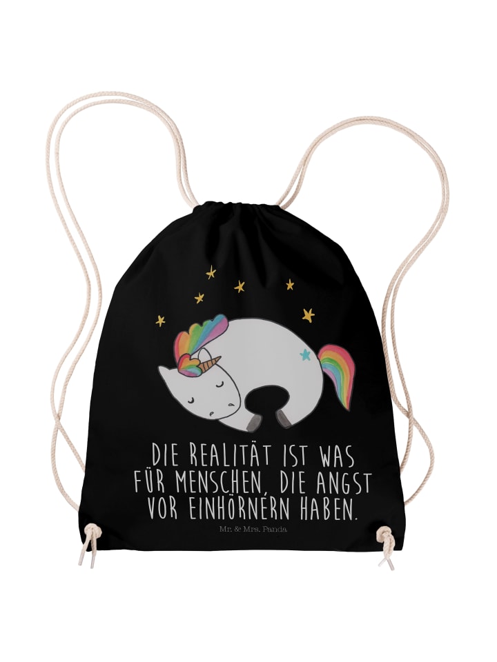 Beutel Einhorn Nacht mit Spruch in Schwarz