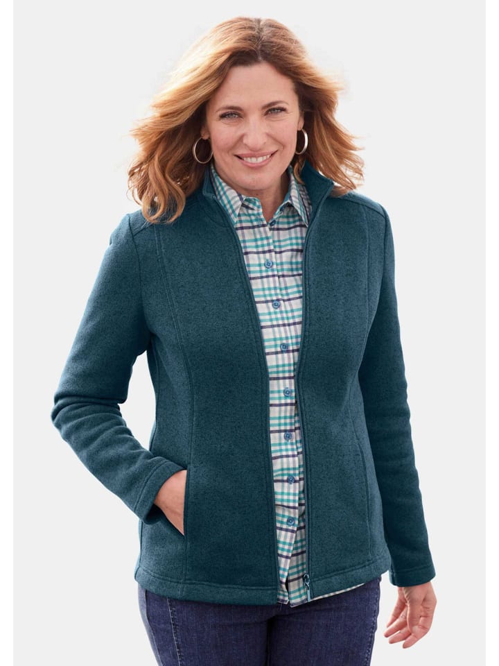 Kuschelweiche Strickfleece-Jacke in petrol / melange