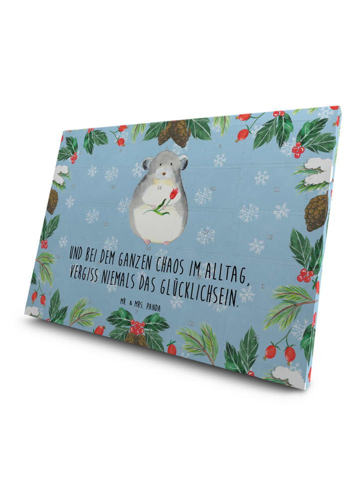 Advents-Teekalender Chinchilla Blume mit Spruch in Eisblau