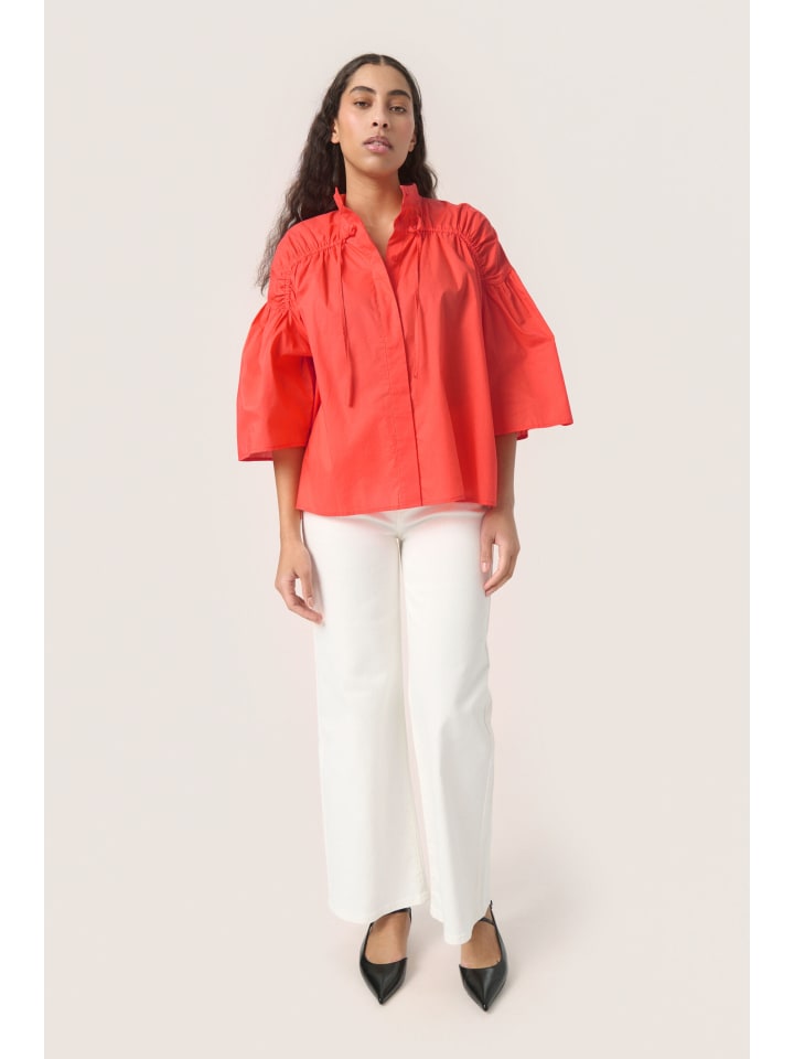Kurzarmhemd SLJosie Lockere Passform in Hot Coral