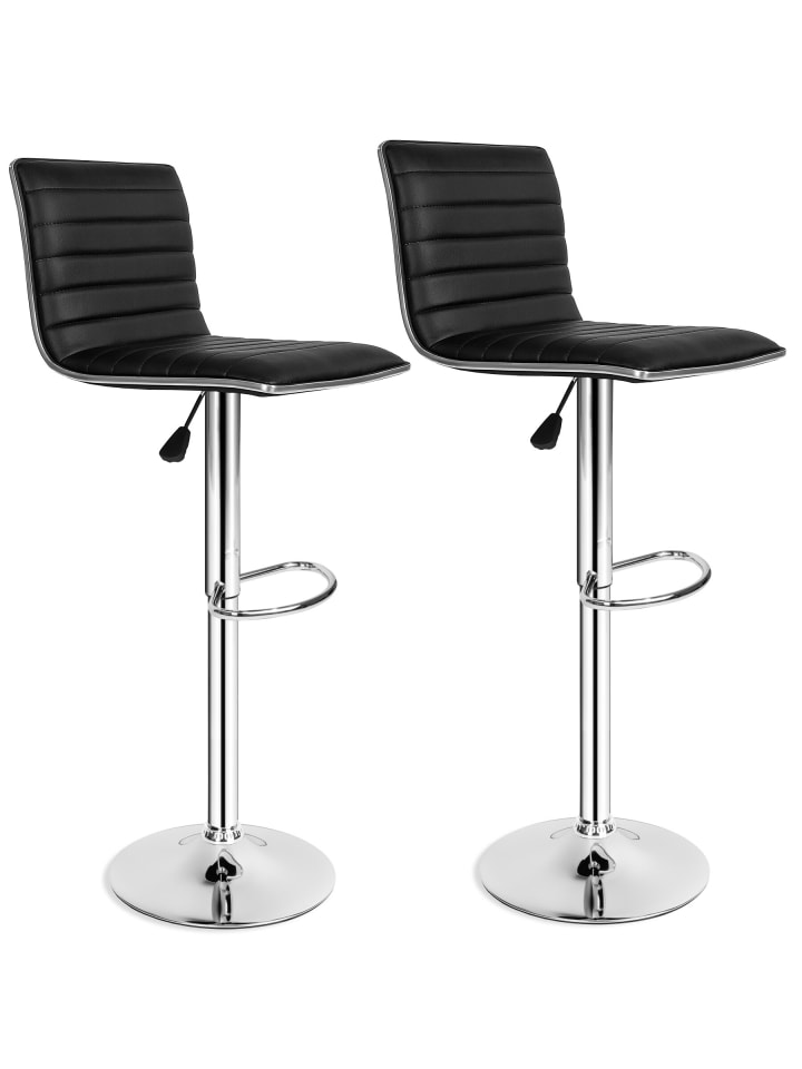 2er Set Barstühle gepolstert mit Rückenlehne, Sitzhöhe 60 - 81 cm