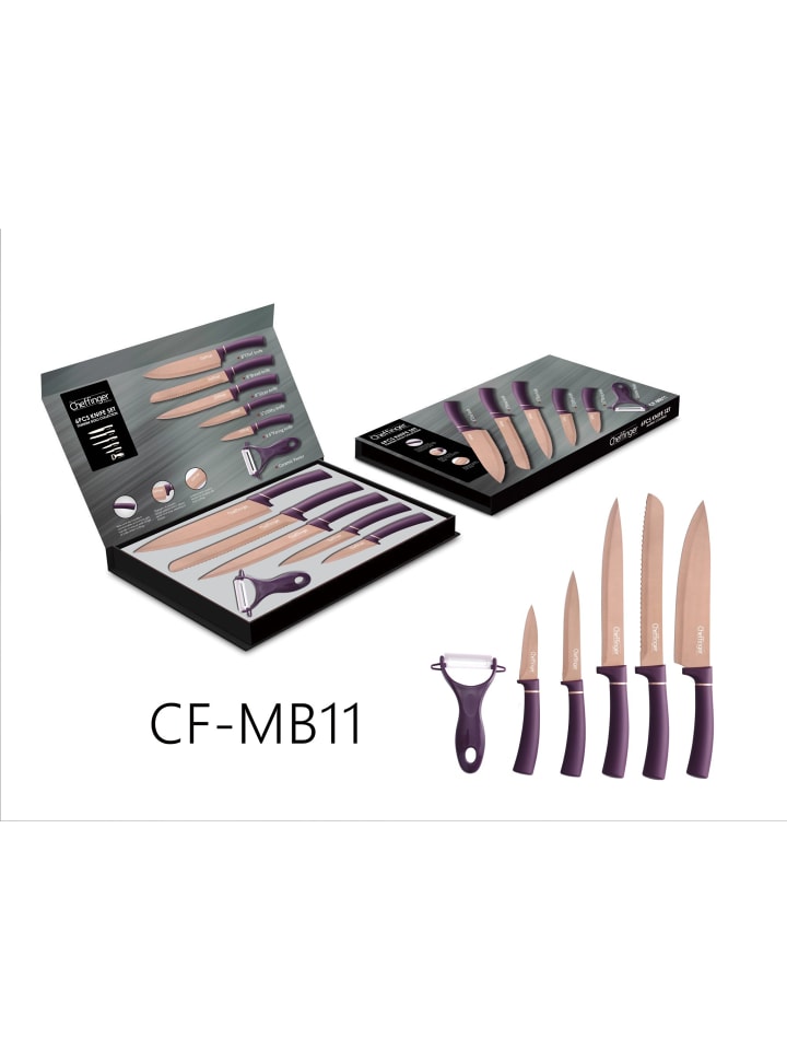 6tlg. Messer-Set in Violett