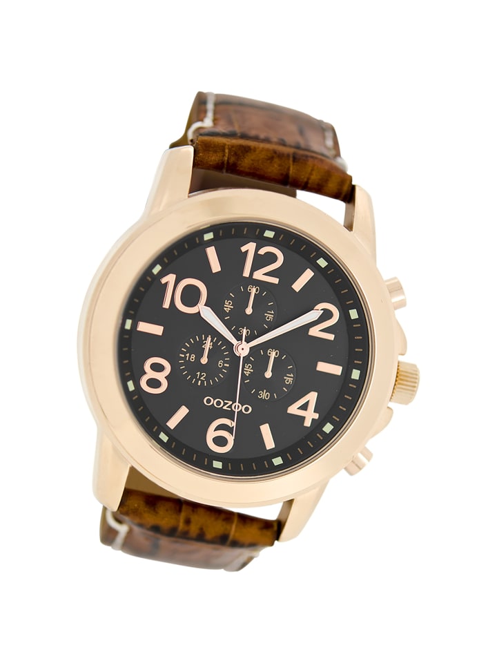 Analog-Armbanduhr Oozoo Timepieces braun extra groß (ca. 46mm)