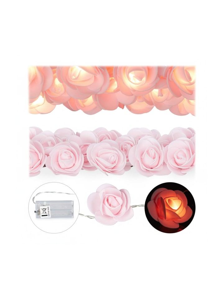 2x Rosenlichterkette in Rosa - (L)3,3 m