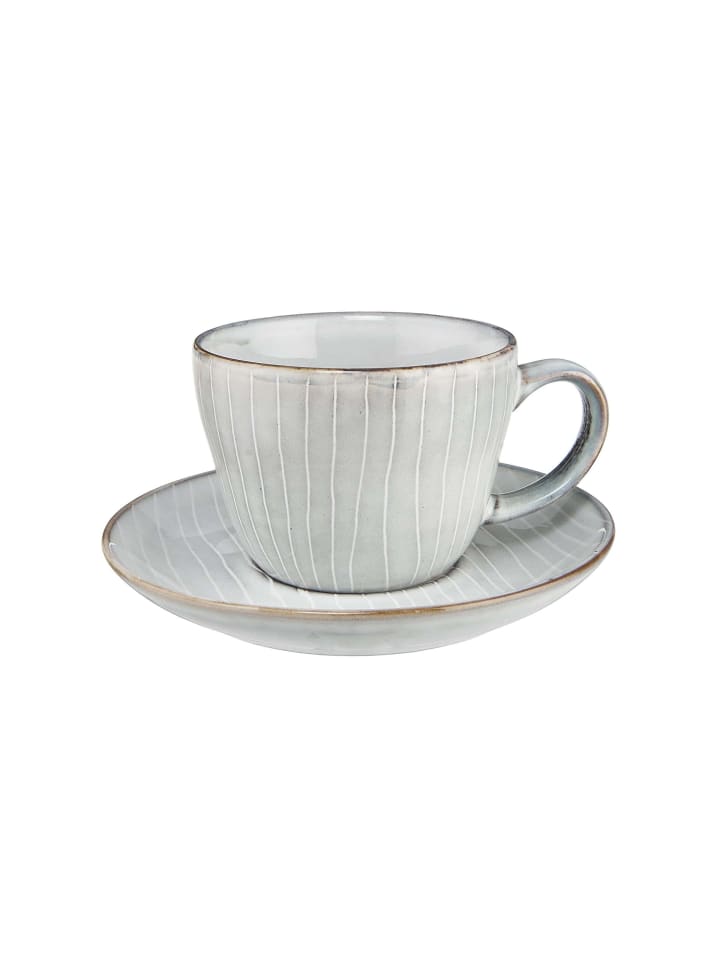 Günstiger Online-Verkauf Butlers 4x Kaffeetasse mit Hellgrau | in Untertasse günstig kaufen limango HENLEY 270ml