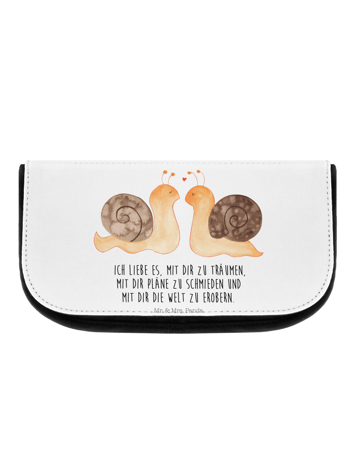 Kosmetiktäschchen Schnecken Liebe mit Spruch in Weiß