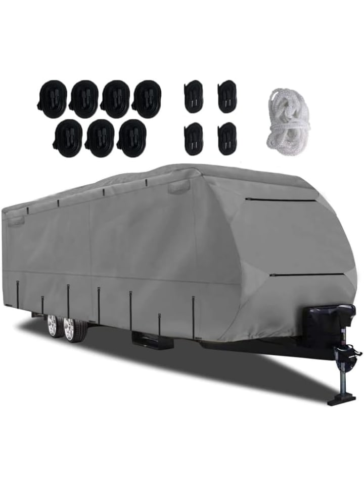 Wohnwagen Abdeckung aus Vliesstoff 571 x 260 cm in Grau