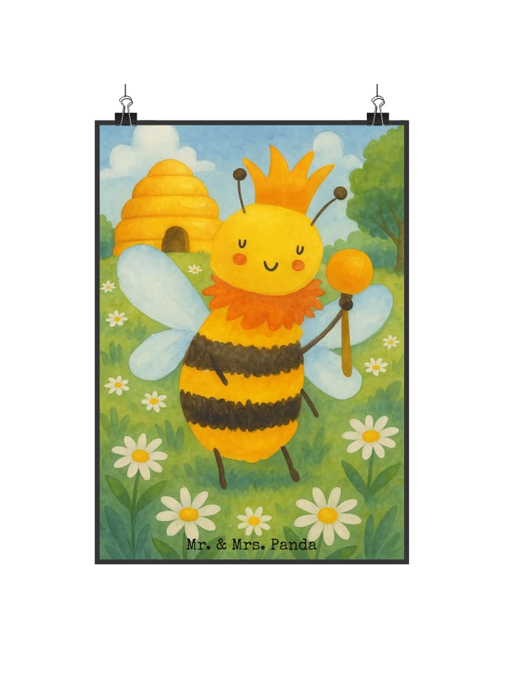 Wandbild Biene König Design ohne Spruch in Weiß