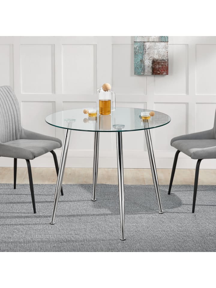 Glastisch Humppila in Silber (D)87cm (H)75cm