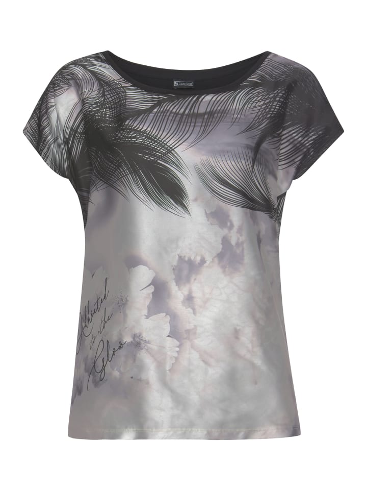 Shirtbluse in beige-schwarz-bedruckt