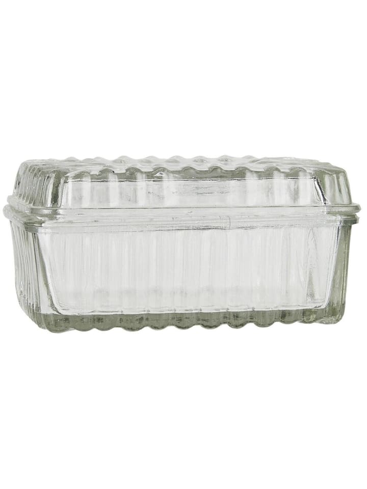 Butterbox mit Rillen aus Glas in farblos