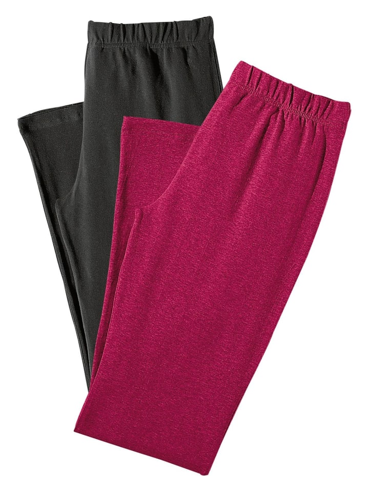 Caprihose in 1x schwarz, 1x himbeere