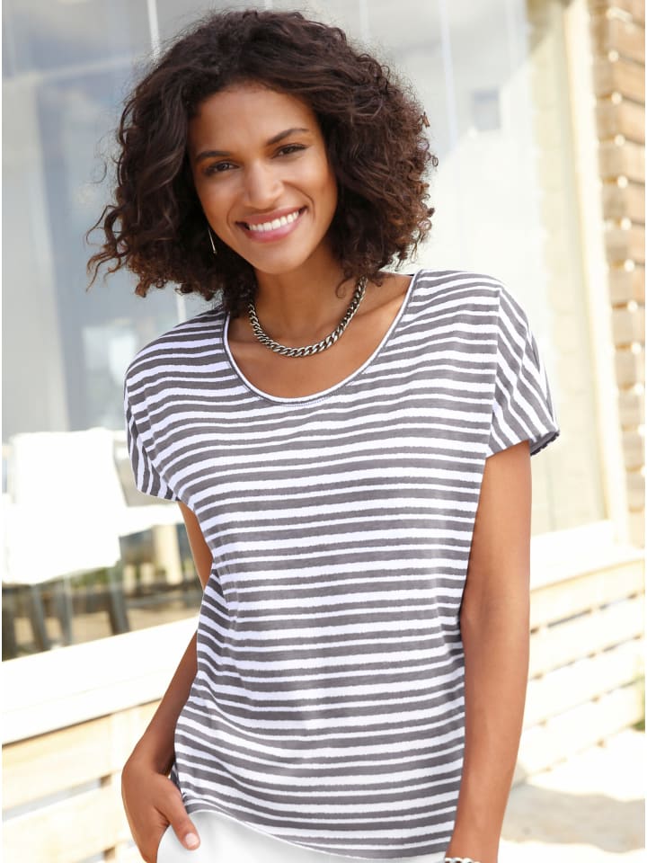 Shirt in taupe-gestreift