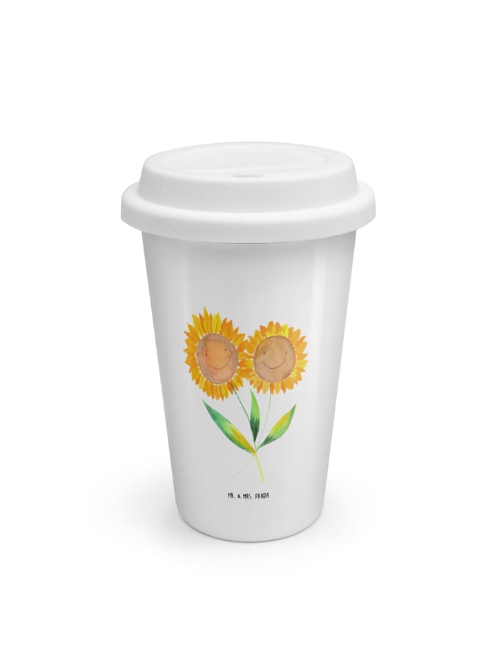 Kaffeebecher To Go Blume Sonnenblume ohne Spruch in Weiß