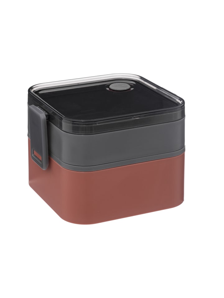 Lunch-Box mit Fächern, luftdichter Verschluss, 1,5 L in Terrakotta, 16 x 14,2 cm