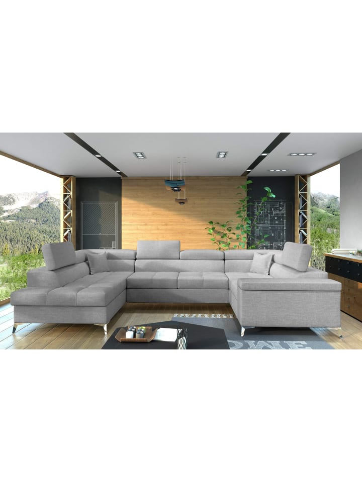 Tiya Recamiere Links in Hellgrau -  (L) 342 x (B) 342 x (H) 88 cm
