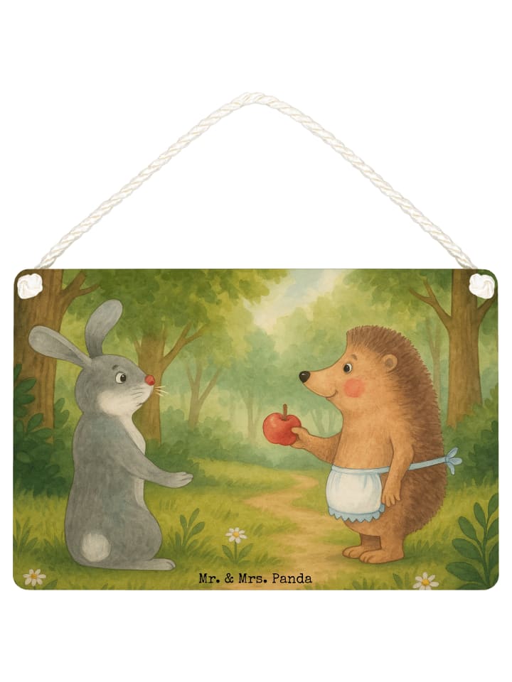 Schild Hase Igel Design ohne Spruch in Weiß