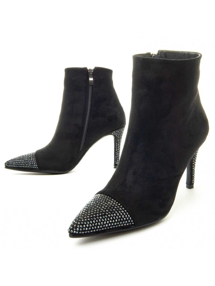 Boots ette mit Absatz, Punternt in Schwarz