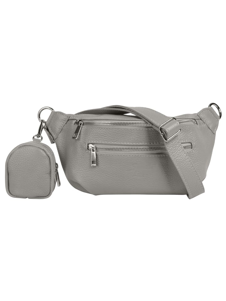 Gürteltasche echt Leder in grau