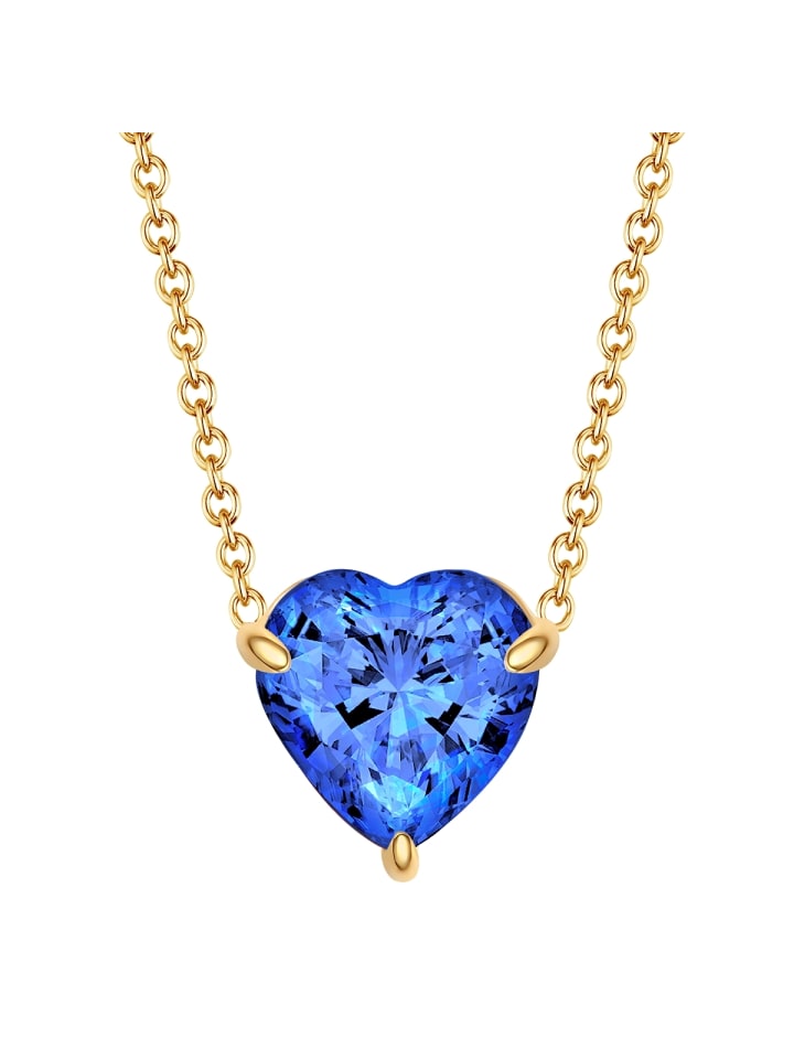 Halskette Herz aus Edelstahl mit Zirkonia in gelbgold