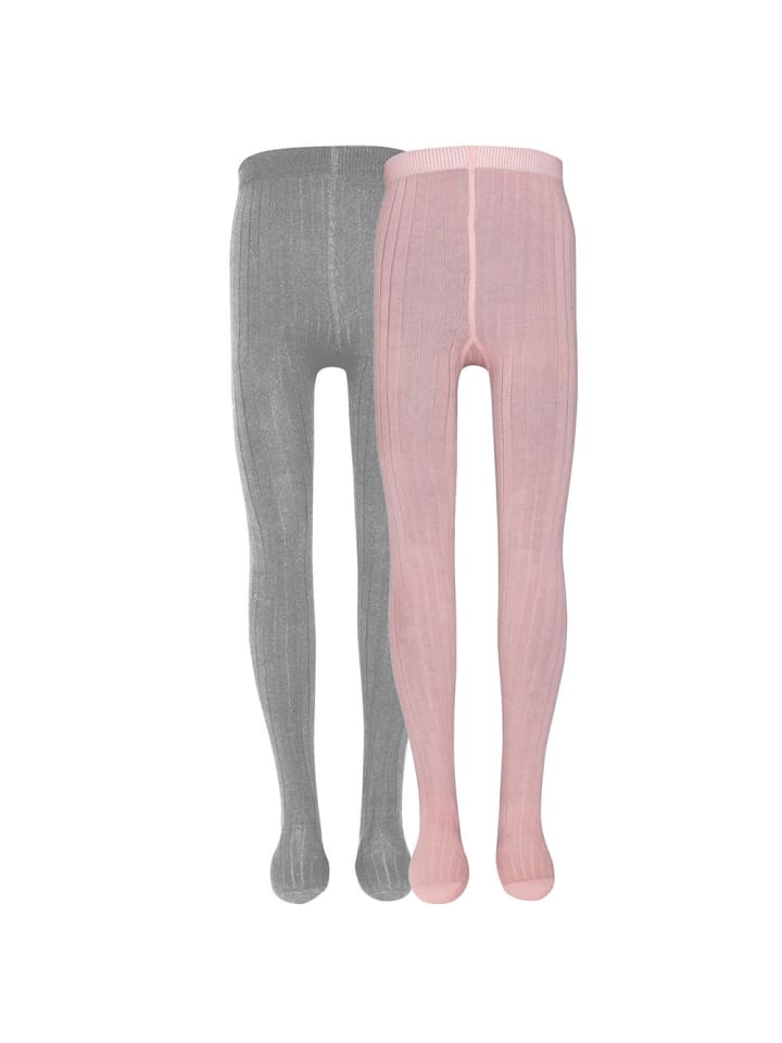 2er-Set Strumpfhose 2er Pack Rippe in wildrose-grau