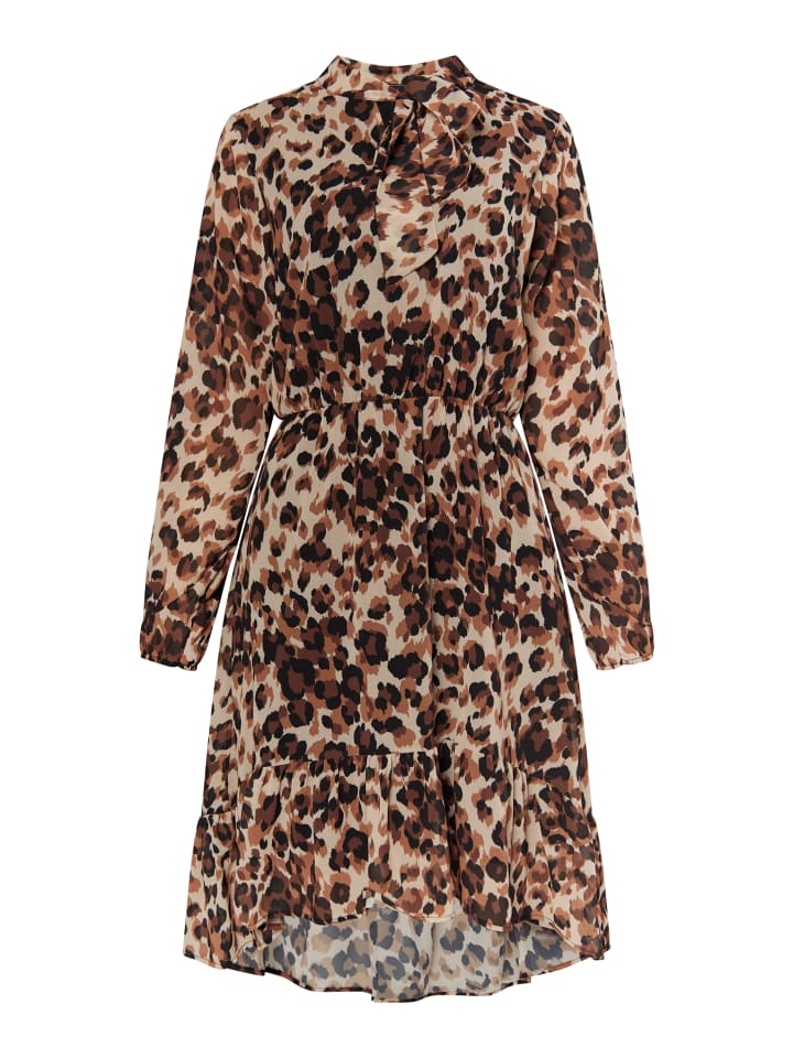 Damen Kleid Mit Leoprint in Beige Leo