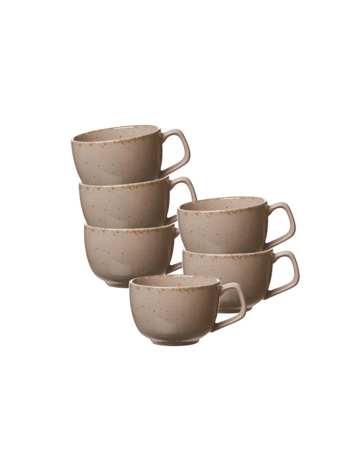 6er Set Kaffeetassen Casa in Grau 200 ml