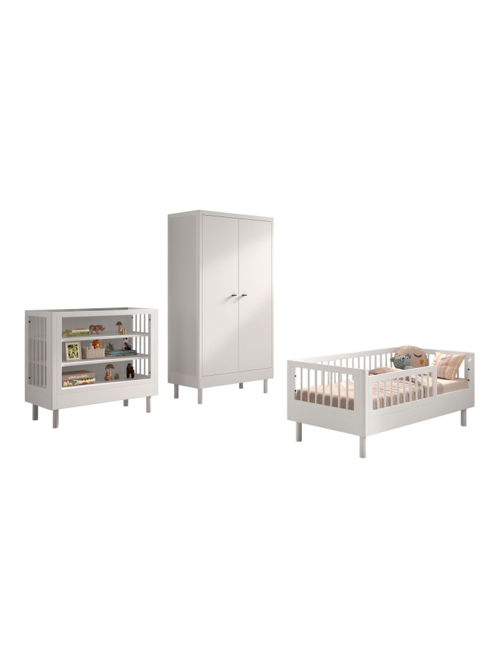 JUNIORBETT SET 70x140 Keeley Buche Weiß Holz Regal Komfort Stabil