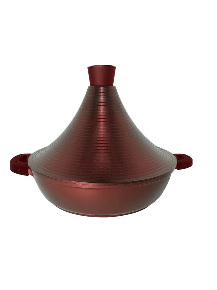 Aluguss Tajine Tagine Ø28cm Induktion Silikongriffe Gartopf in Burgundy