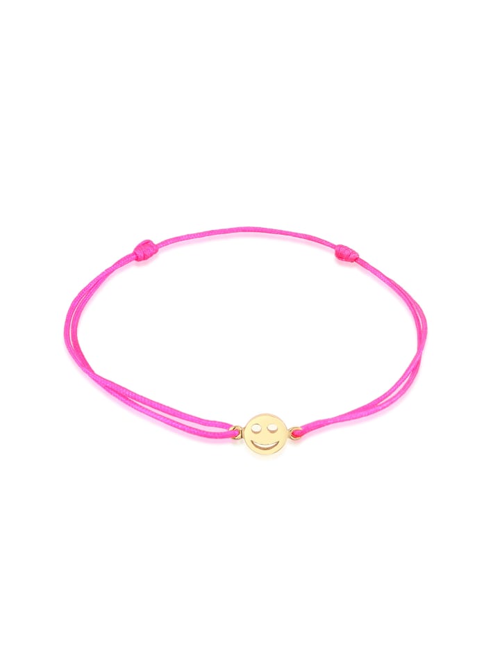 Armband 925 Sterling Silber mit Smiling Face, Smiling Face in Pink