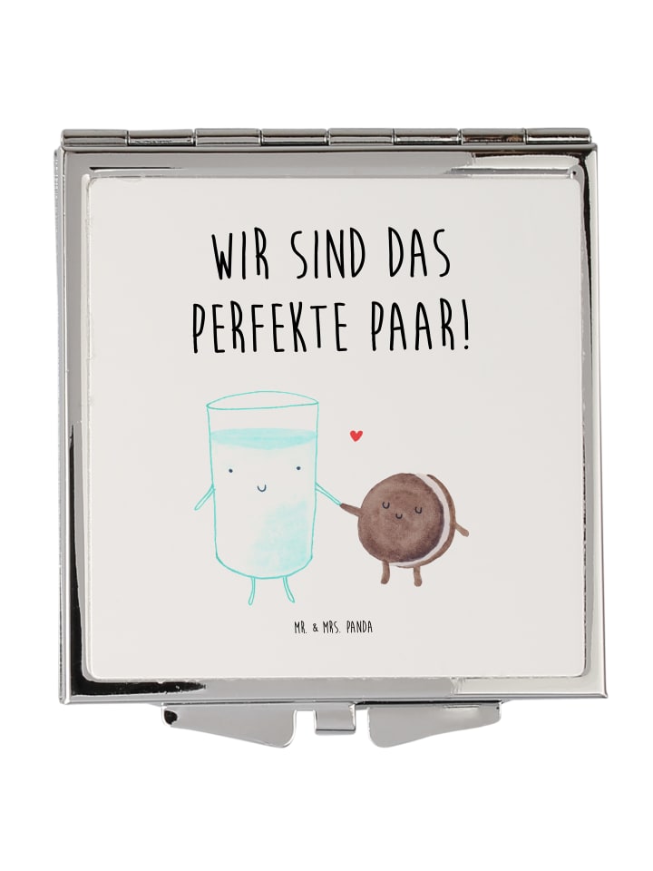 Kosmetikspiegel Milch Keks mit Spruch in Weiß